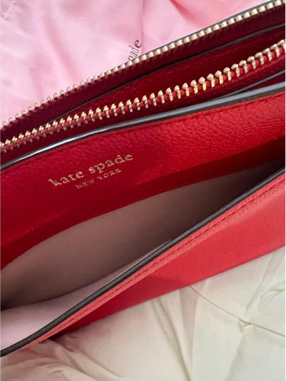 Kate Spade New York Red Pebbled Leather Crossbody Clutch Bag - Picture 5 of 8